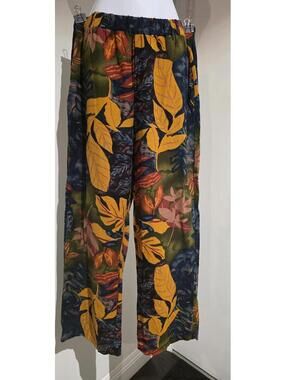 Pants Women's Wide Leg Linen Blend Yellow Boho